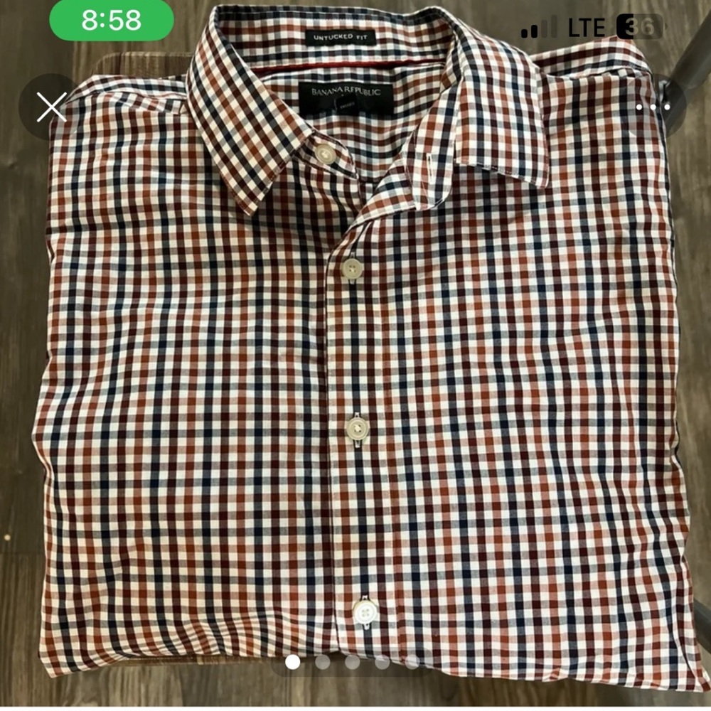 Men’s button down checked banana republic